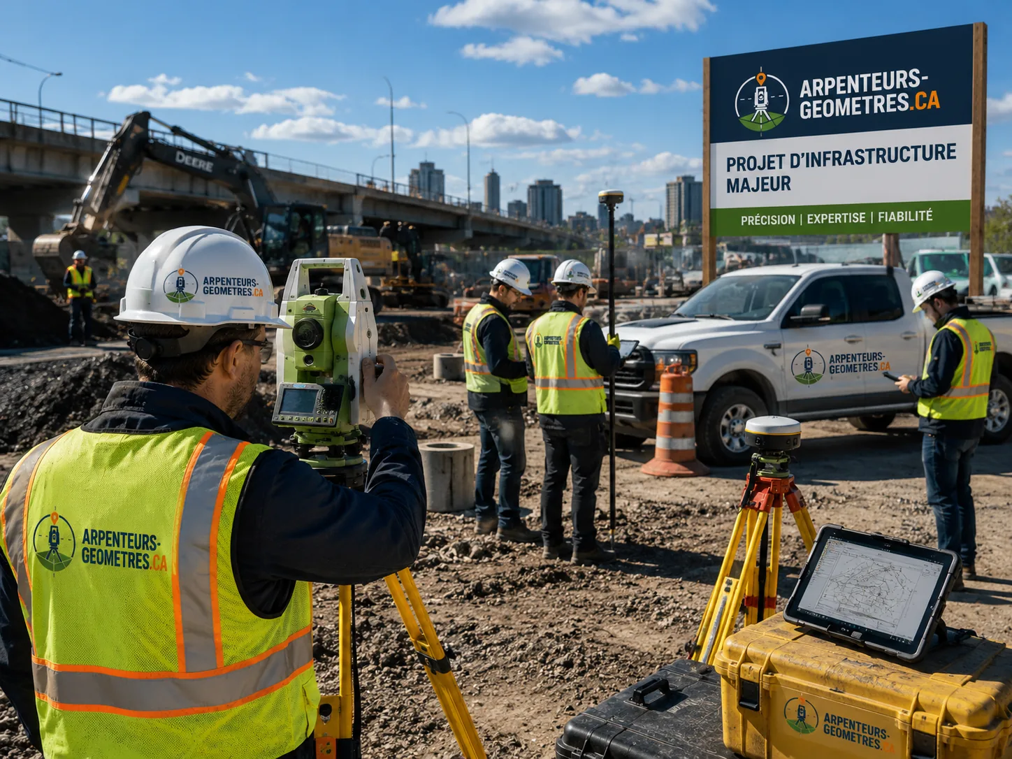 Arpentage sur projet d'infrastructure